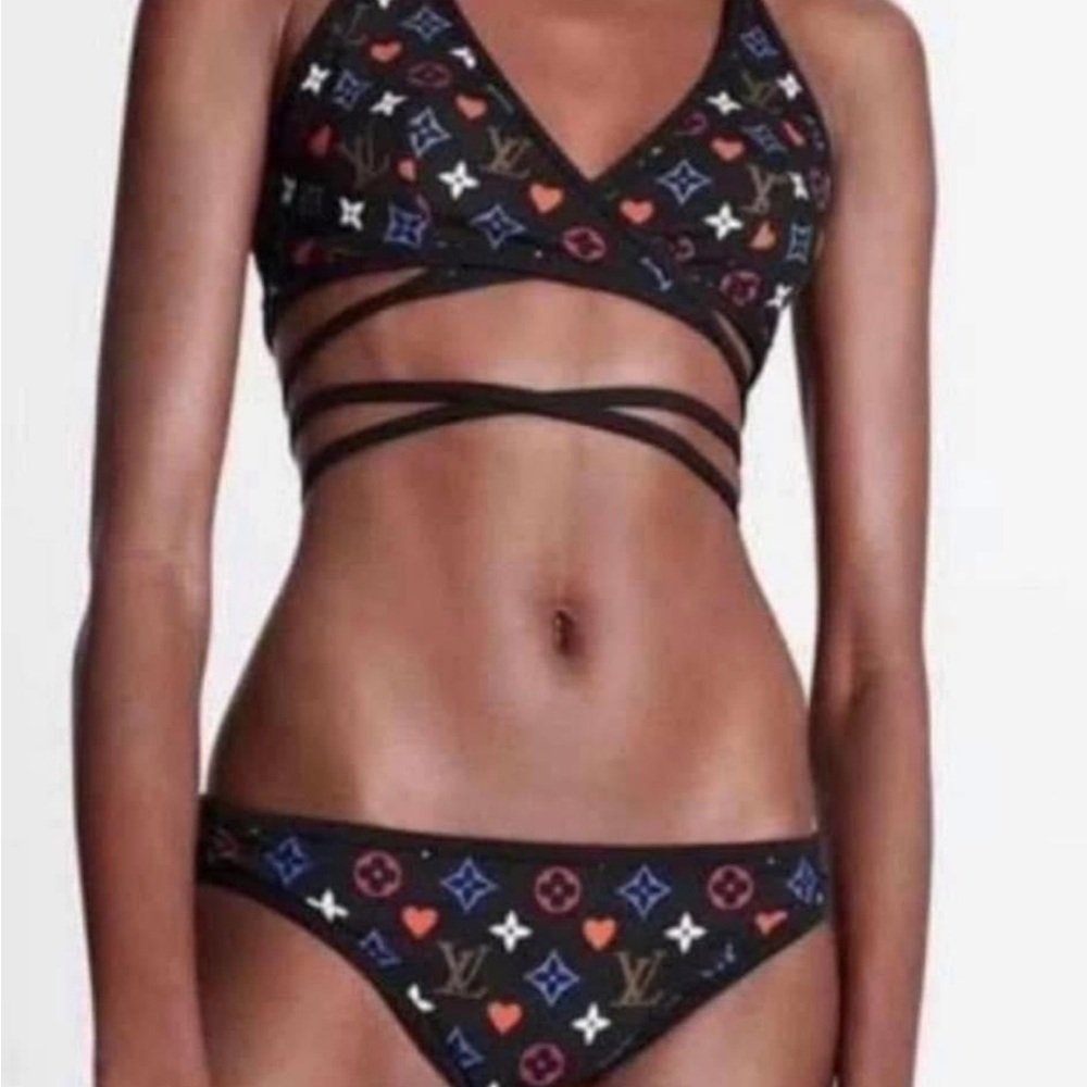 Designer Black Patterned Bikini - image 1